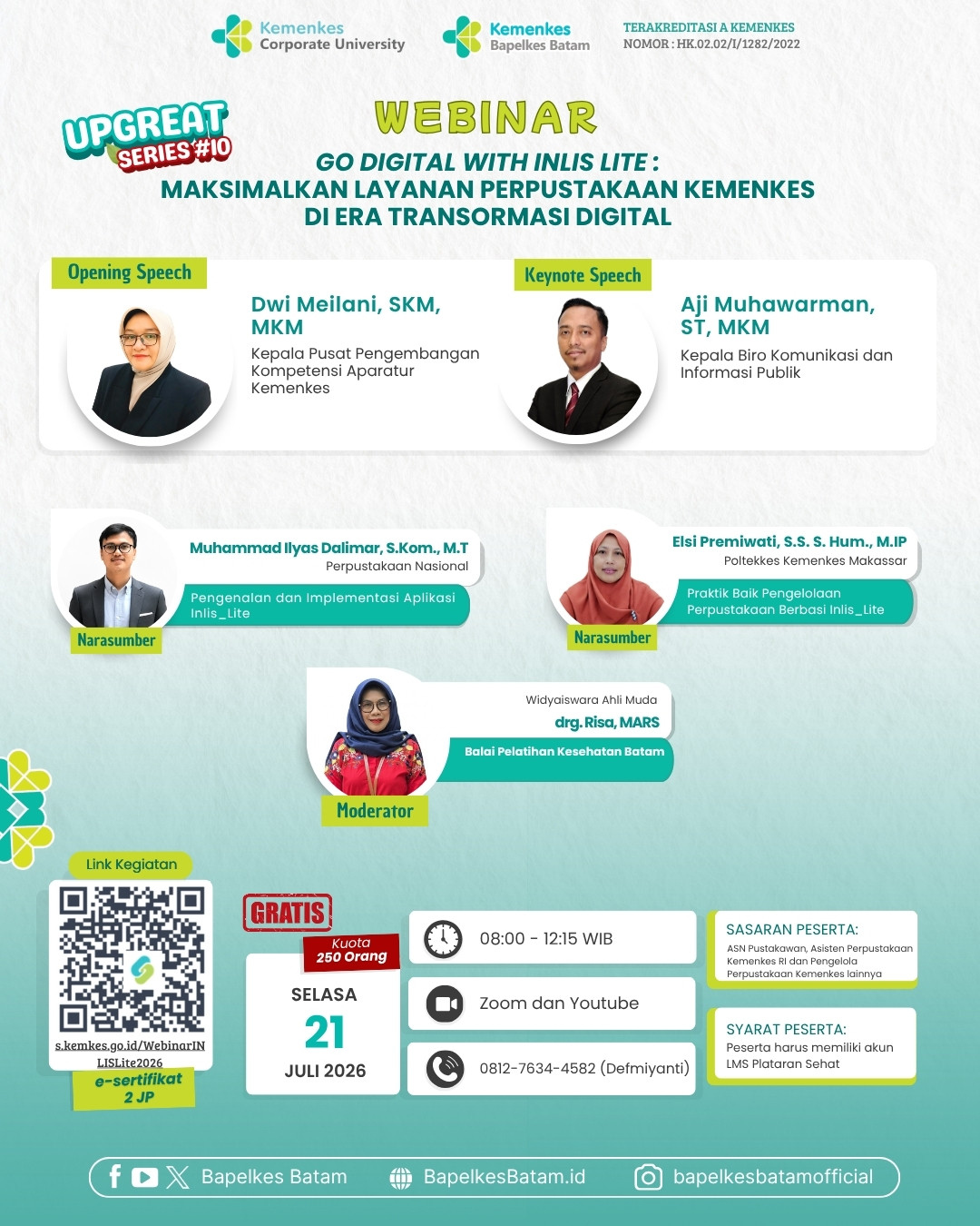 Webinar UPGREAT Series #10: Go Digital With Inlislite: Maksimalkan Layanan Perpustakaan Kemenkes di Era Transformasi Digital
