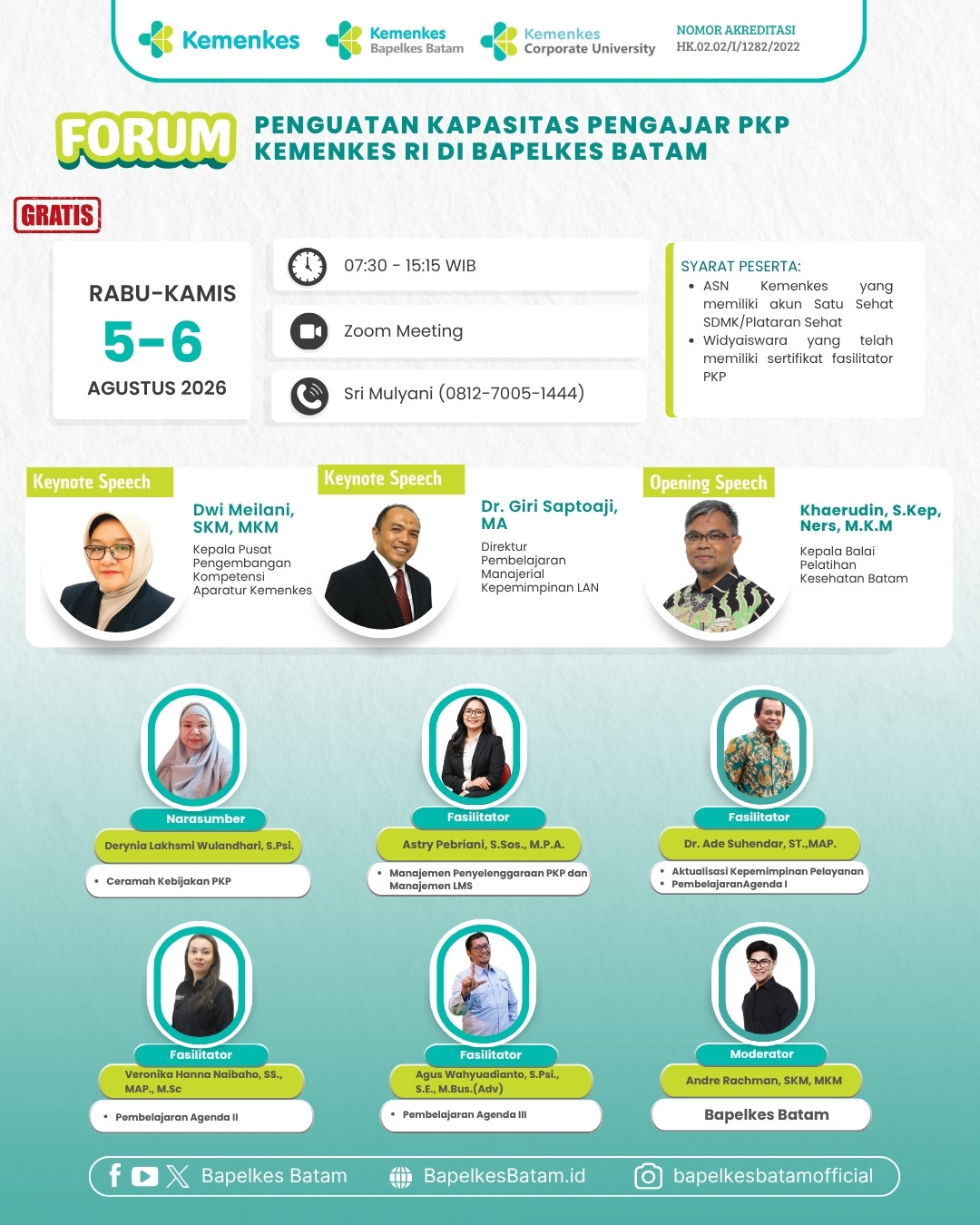 Forum Penguatan Kapasitas Pengajar PKP Kemenkes RI di Bapelkes Batam 