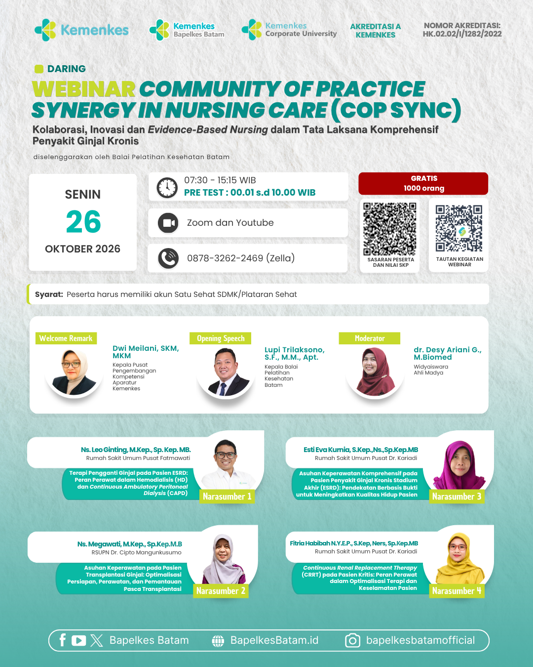 Webinar CoP SyNC Series #2: Kolaborasi, Inovasi dan Evidence-Based Nursing dalam Tata Laksana Komprehensif Penyakit Ginjal Kronis